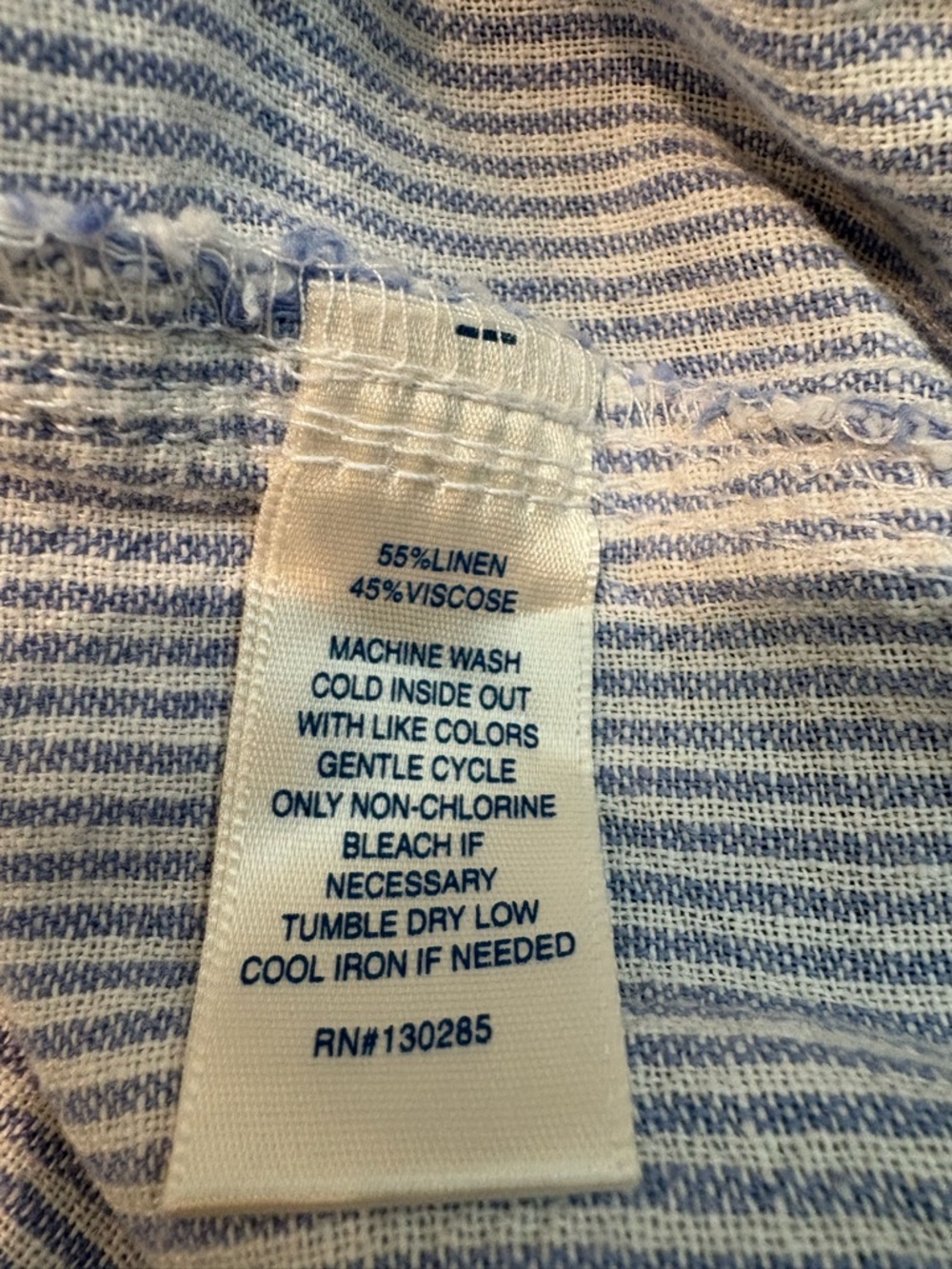 PER SE Linen Blend Pants Blue White Striped Women's 1X Coastal Grandmother - Picture 7 of 10